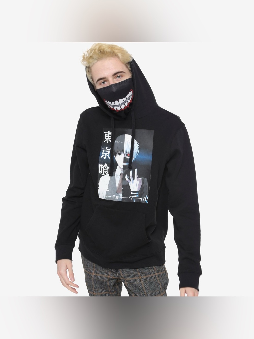 Tokyo Ghoul Ken Kaneki Mask Hoodie Sweater Sz S "1000 Minus 7" Streetwear Casual